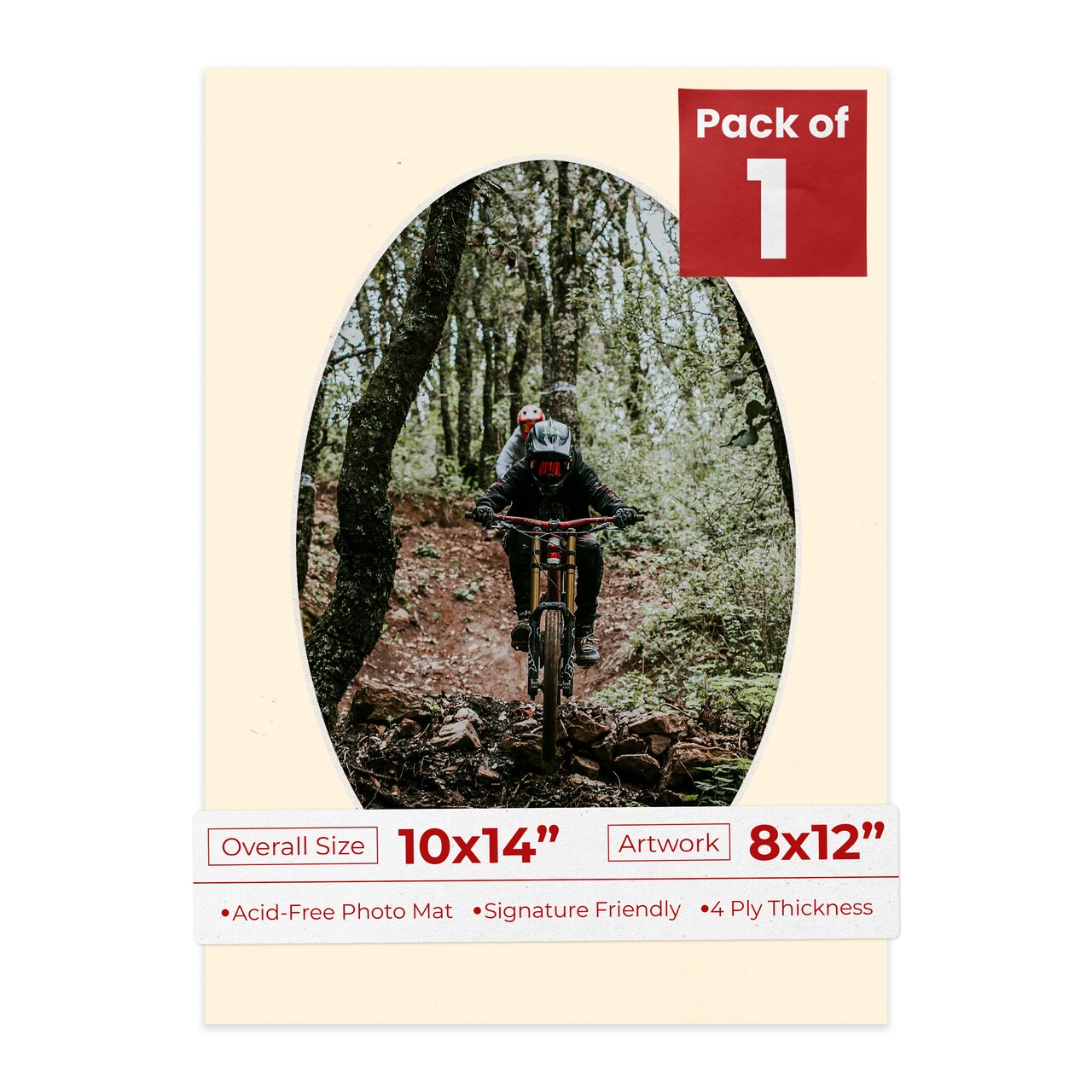 Bamboo Beige Mat Board for 10x14 Frames - Oval Opening for 8x12 Photos